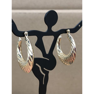 Vintage 14K Yellow Gold Twisted Hoop Pierced Earrings